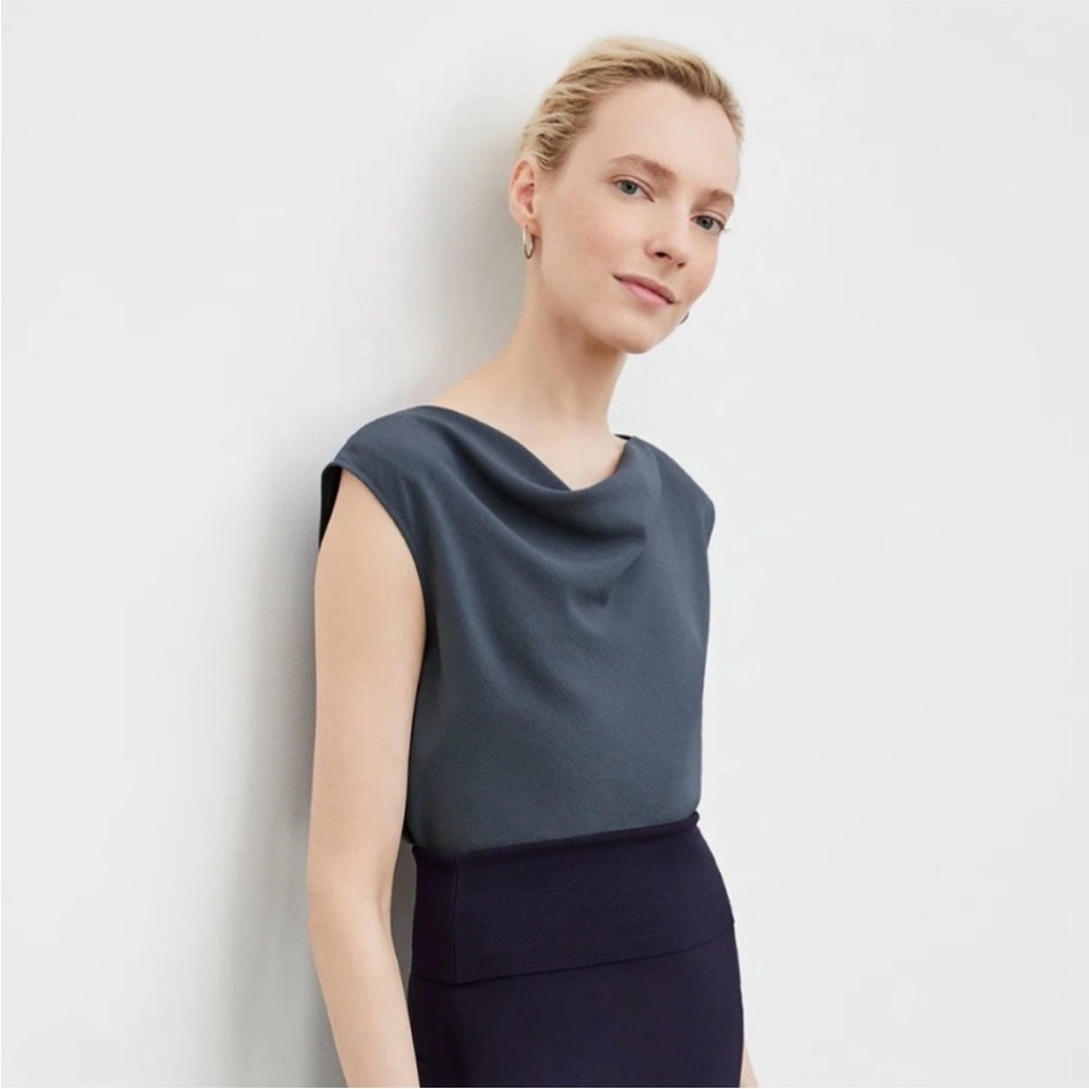 MM Lafleur The Nora Draped Boatneck Top Eco Soft Wave Gray/green Size XL